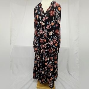By Together Black Floral Drop Waist Maxi Dress Large